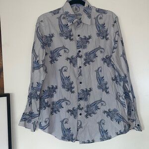 TASSO ELBA paisley Size Medium 15-15 1/2 100% Cotton Shirt